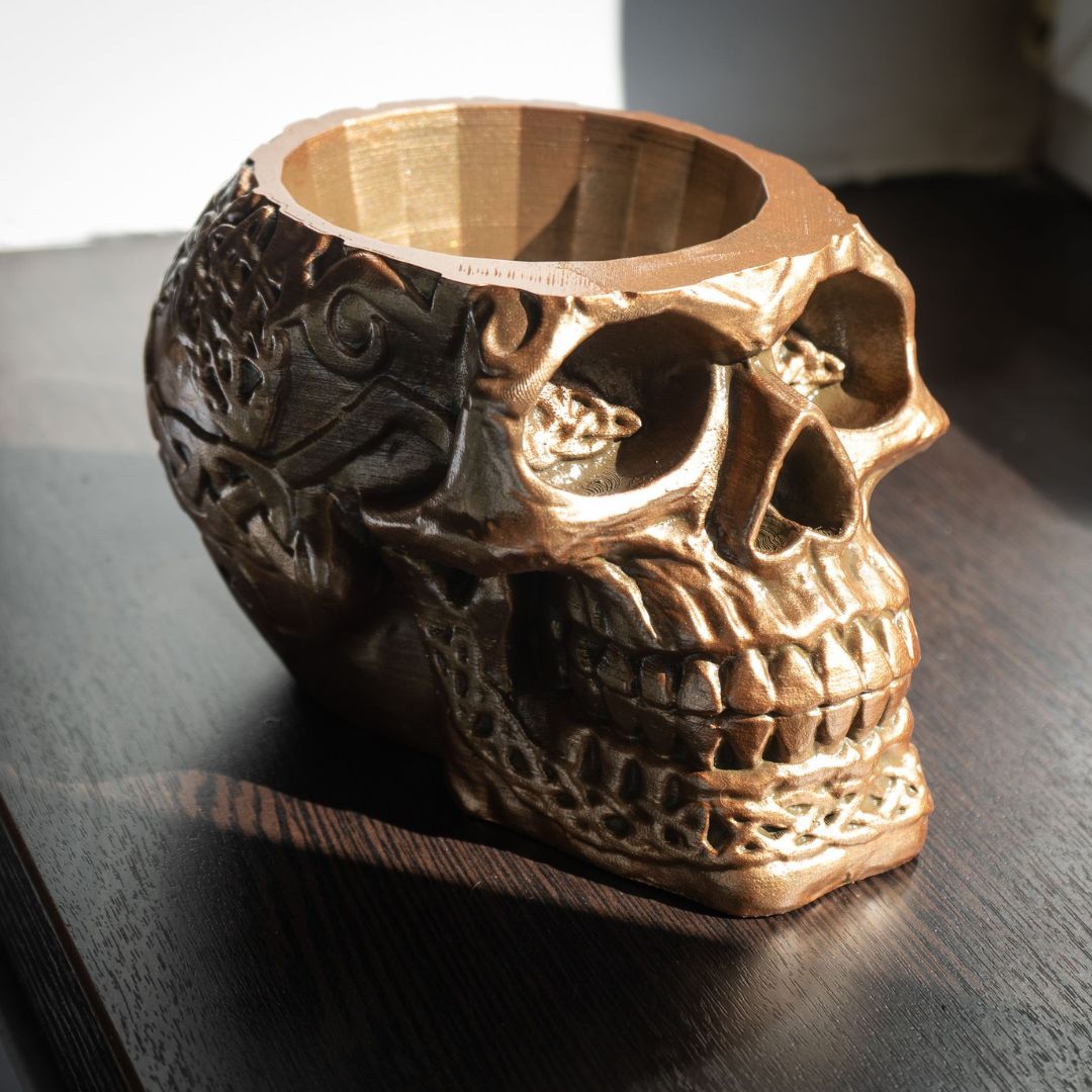 Celtic Skull Flowerpot - Unique Handmade Skull Succulent Planter
