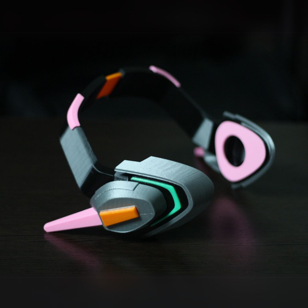 Officer Dva headset props cosplay headphones with pink and gray design for fans