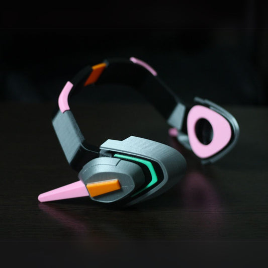 Officer Dva headset props cosplay headphones with pink and gray design for fans
