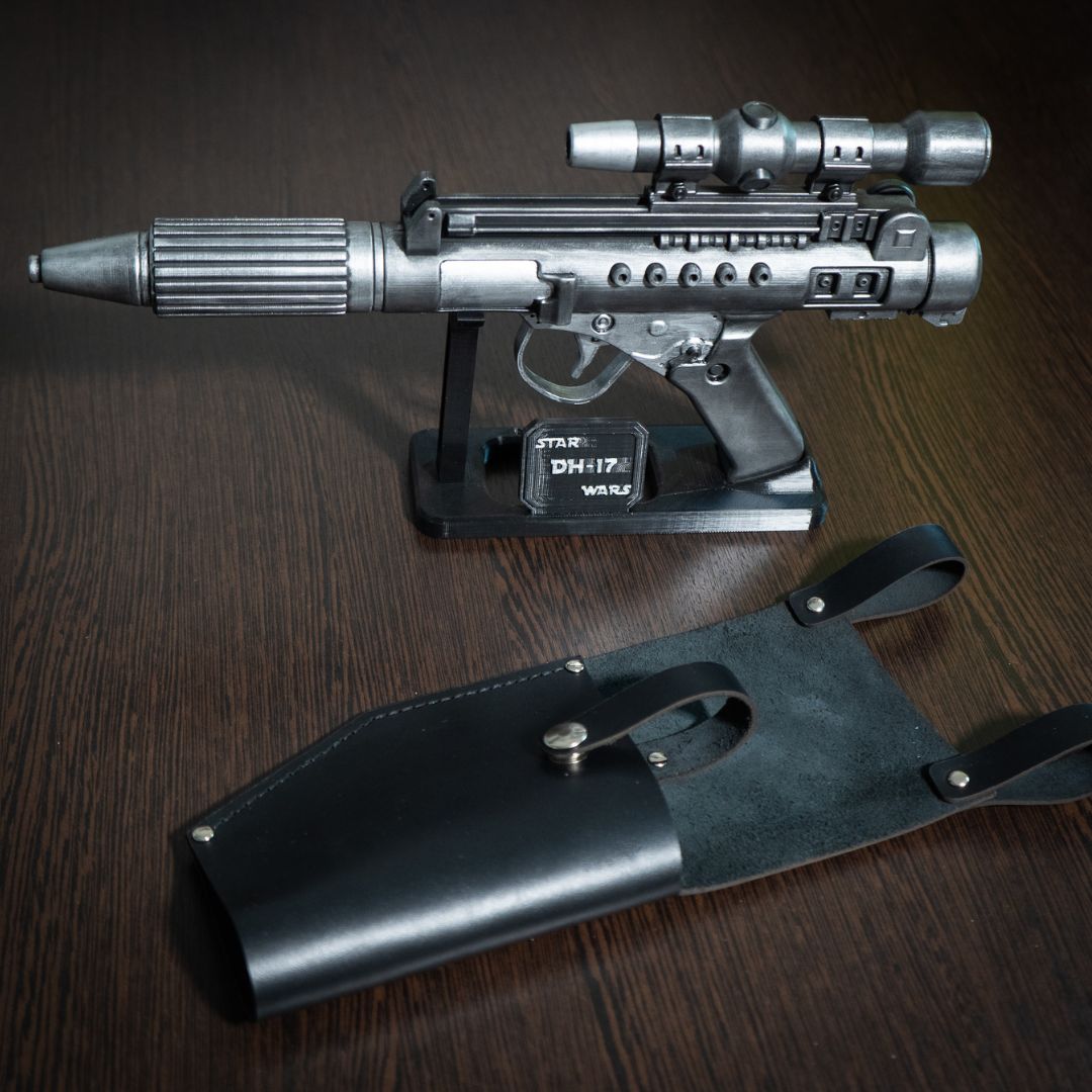 DH-17 blaster pistol with leather holster