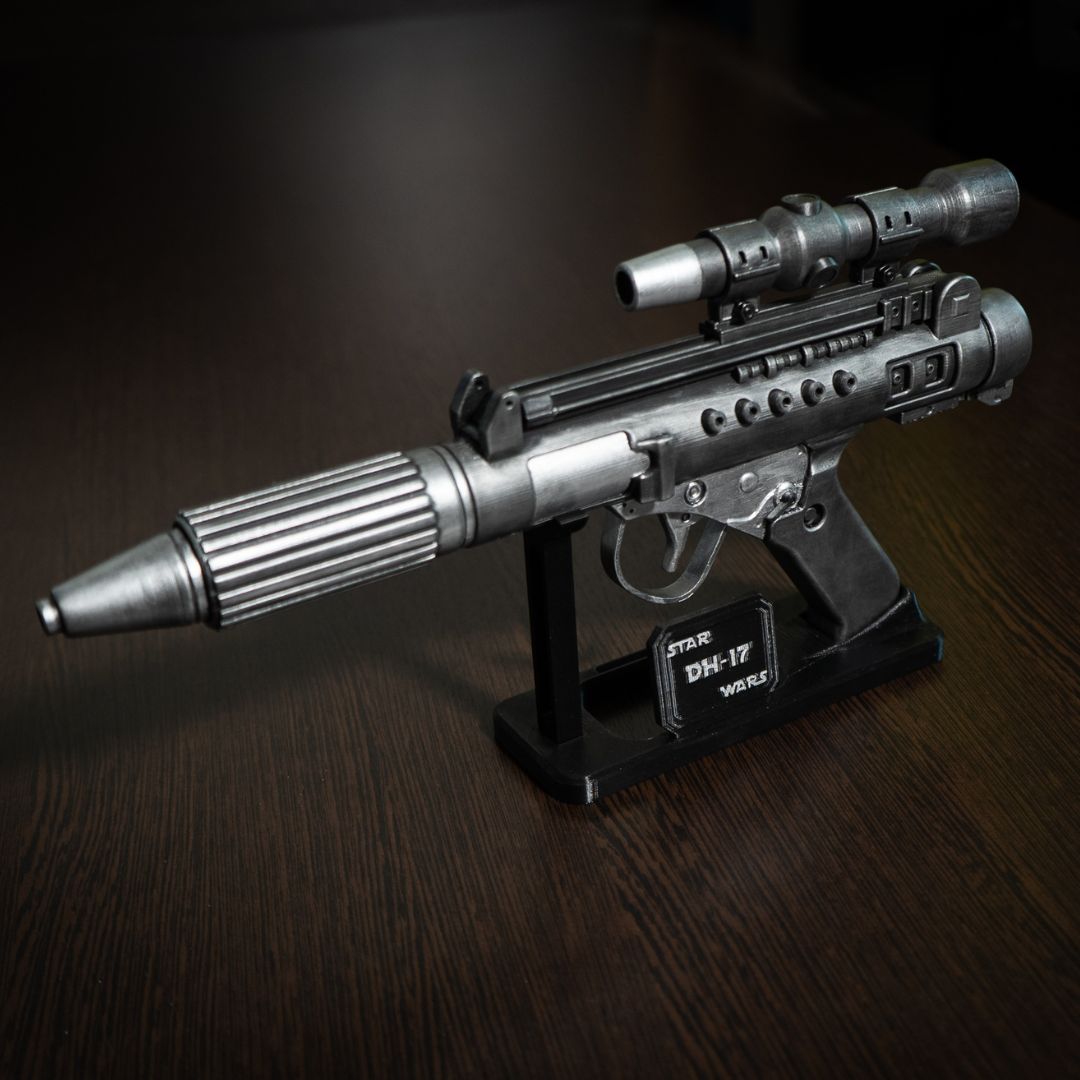 DH-17 blaster pistol with leather holster