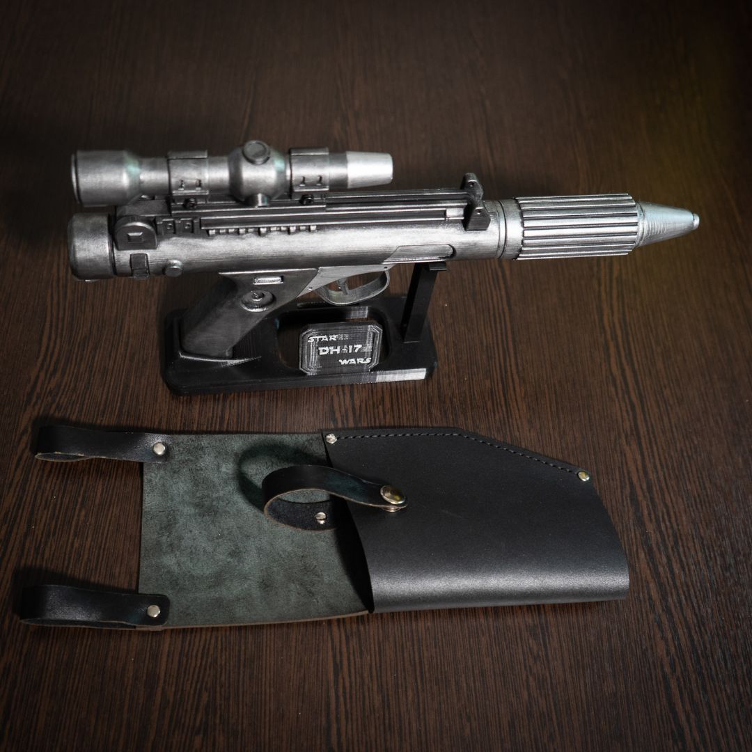 DH-17 blaster pistol with leather holster
