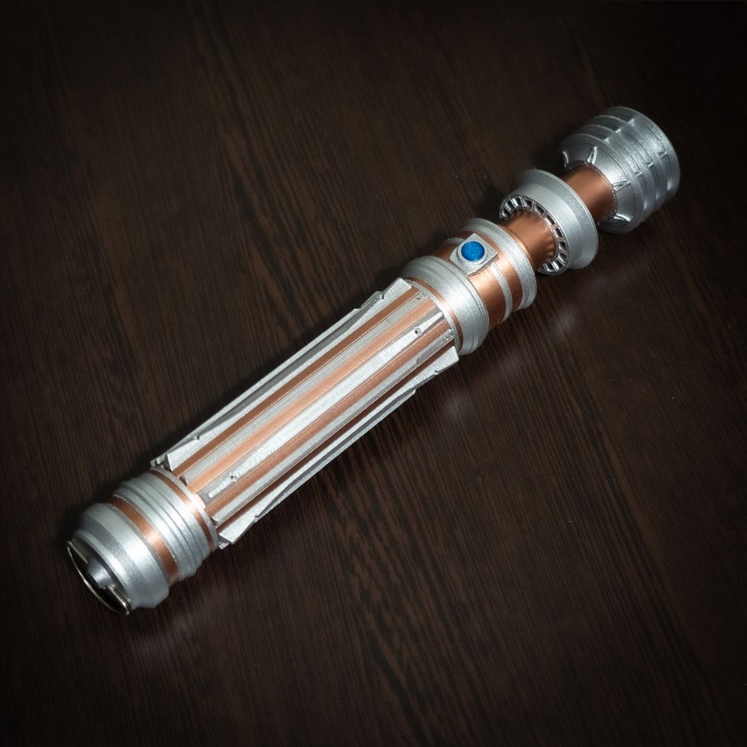 Leia Organa Lightsaber replica prop from Star Wars IX Rise of Skywalker, detailed 12-inch cosplay collectible.