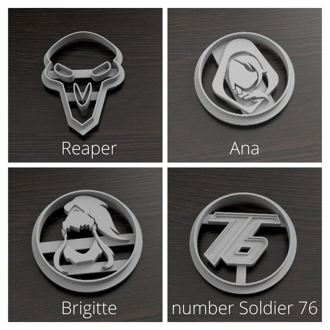 OW Cookie Cutter : Reaper , Ana , Brigitte , Soldier 76