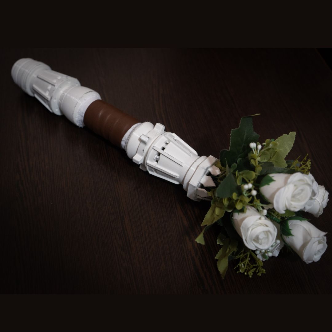 Star Wars Wedding white Rey Lightsaber Bouquet Holder