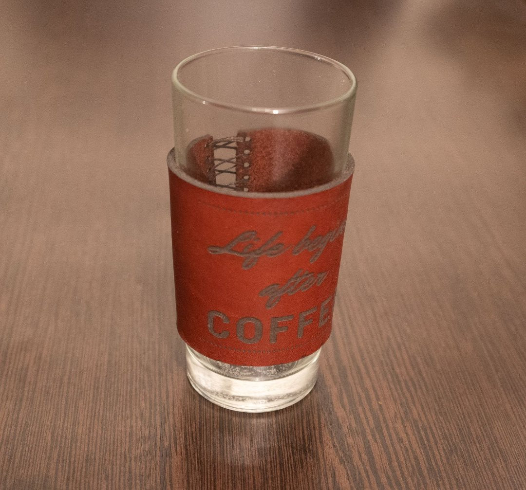 Coffee Glass with Leather wrap - 3DPrintProps