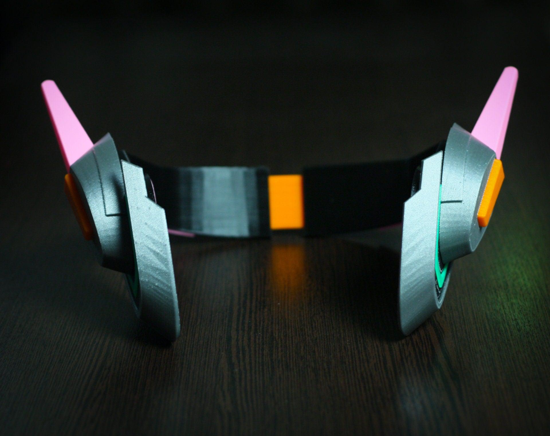 Officer Dva headset props cosplay headphones with pink and orange accents on black band