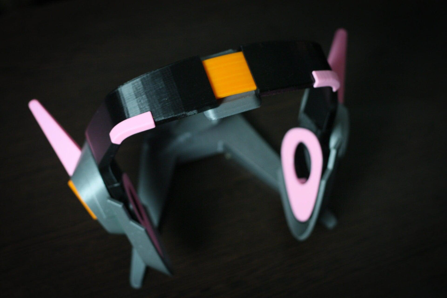 Officer Dva headset props cosplay headphones with pink and orange accents made from lightweight plastic