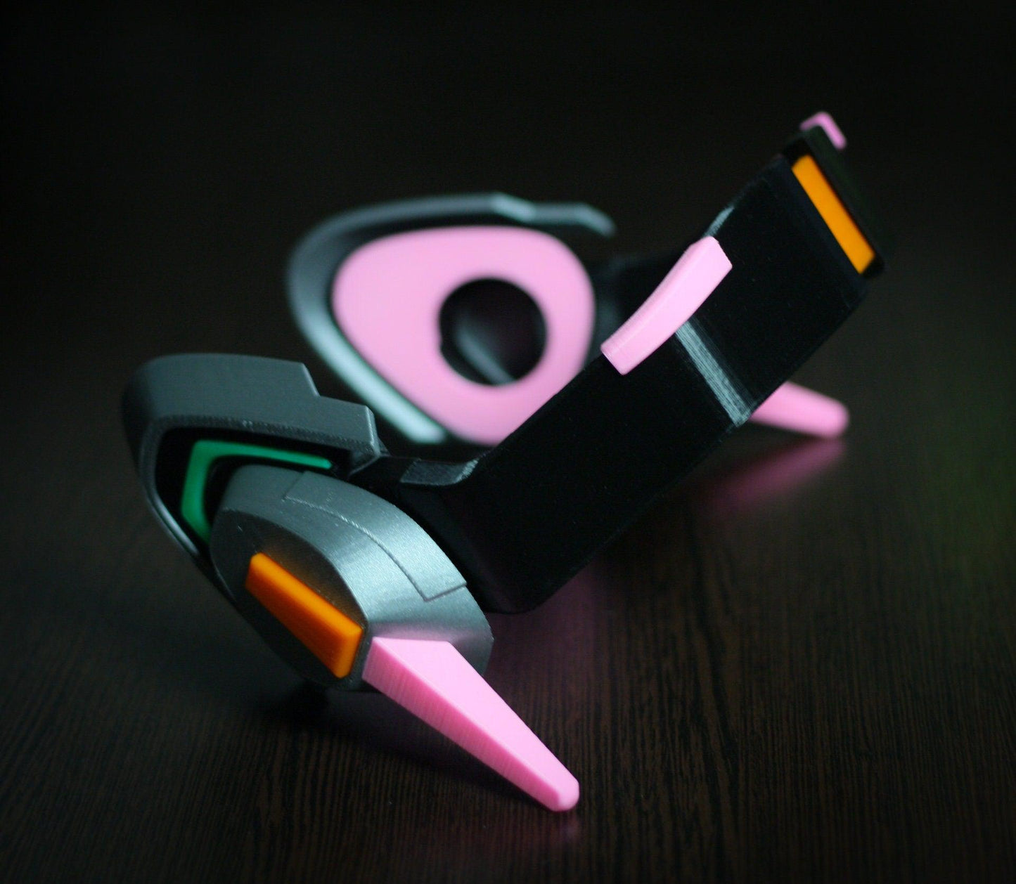 Officer Dva headset props cosplay headphones with pink and orange accents on black band