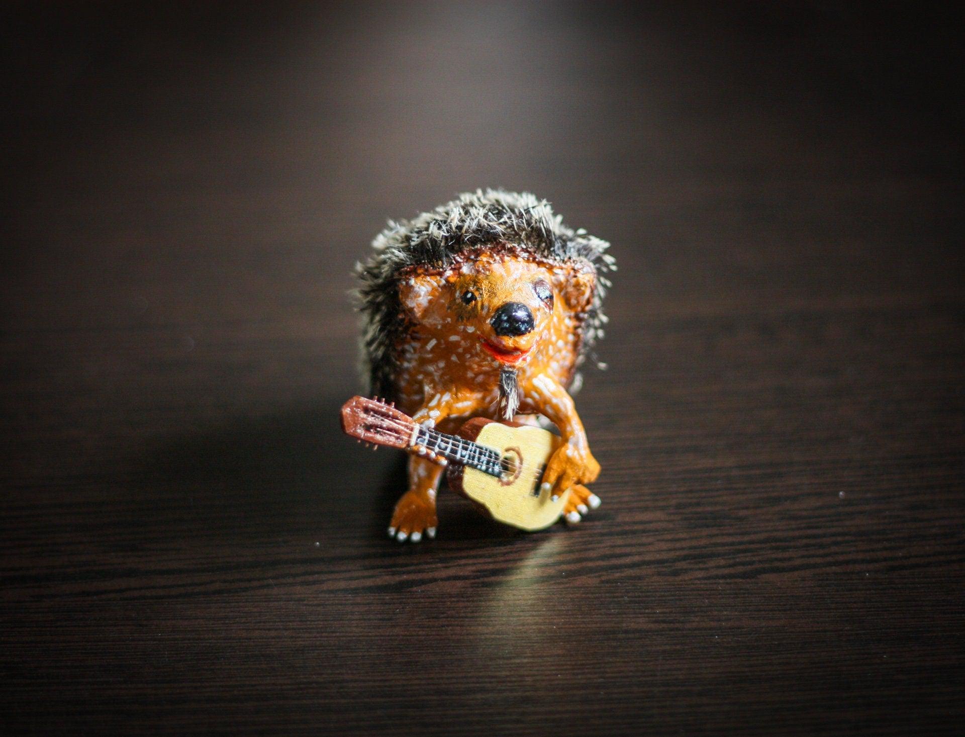 Hedgehog with a guitar ooak art doll - 3DPrintProps
