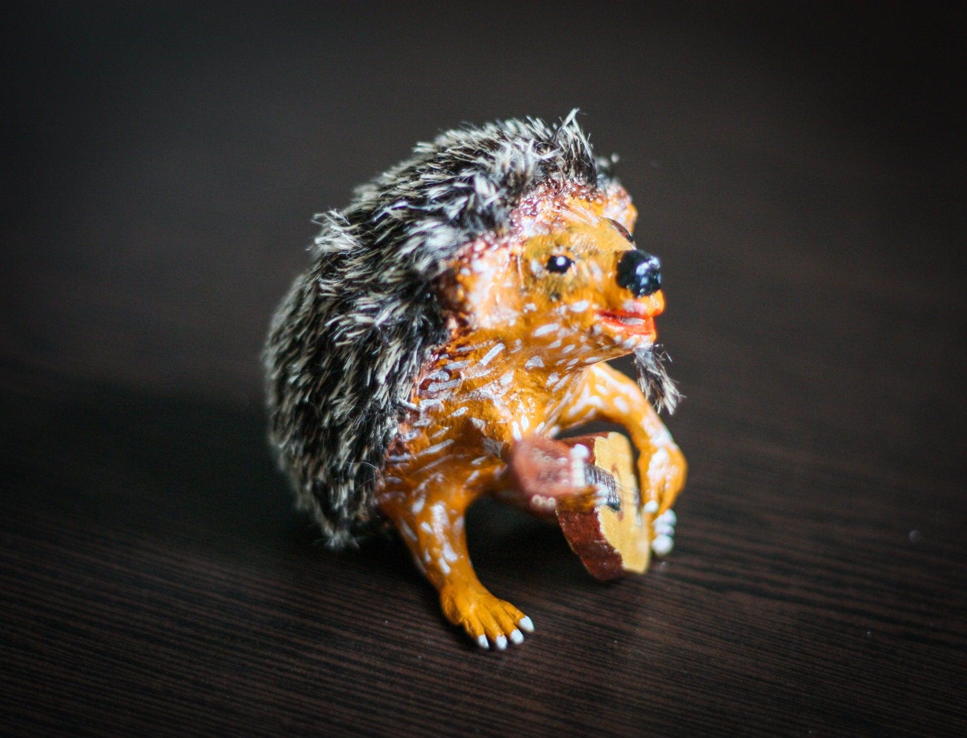 Hedgehog with a guitar ooak art doll - 3DPrintProps