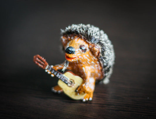 Hedgehog with a guitar ooak art doll - 3DPrintProps