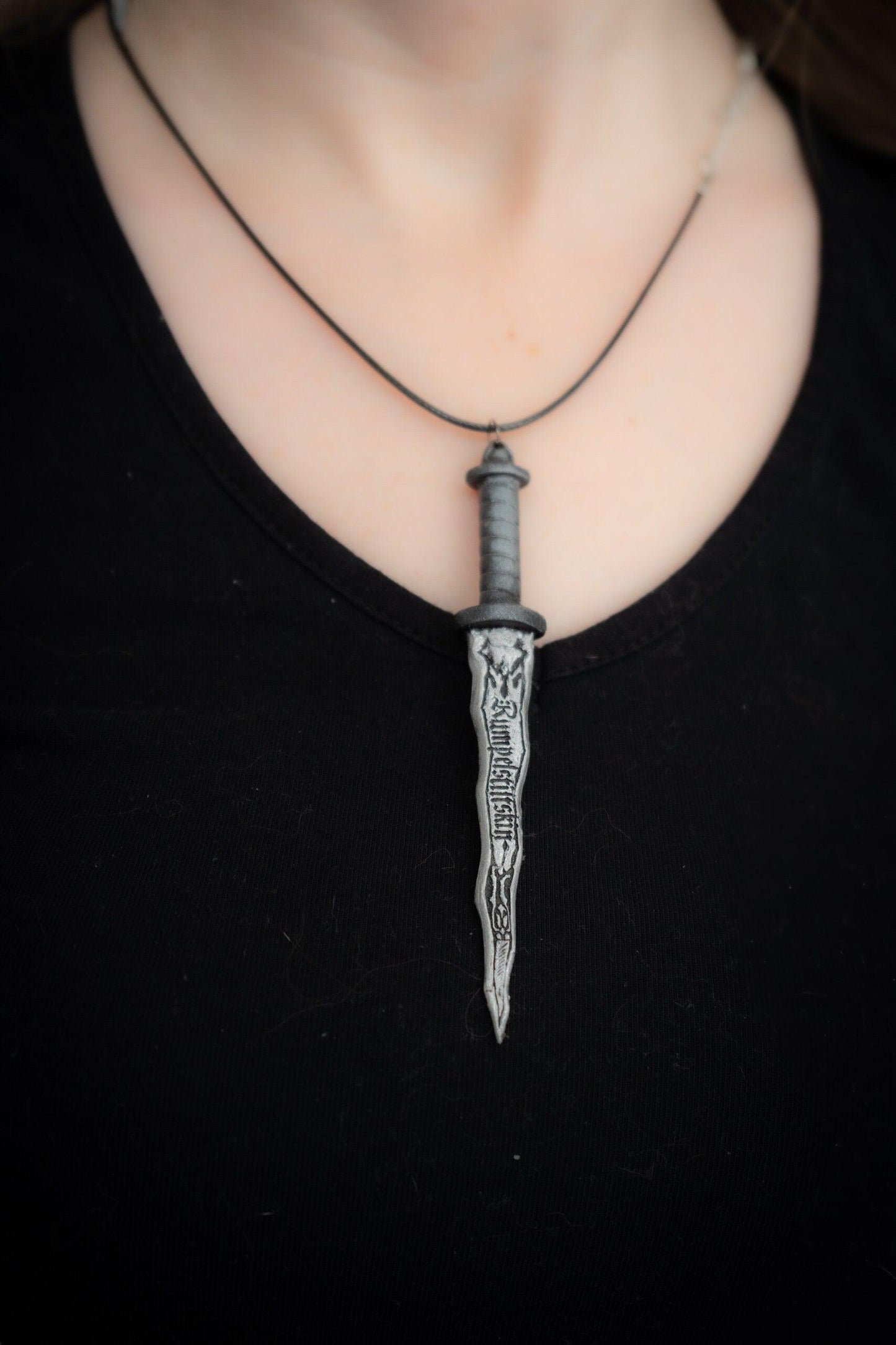 Personalized Dark One Dagger Earrings and Necklace | Custom Name Jewelry Set - 3DPrintProps