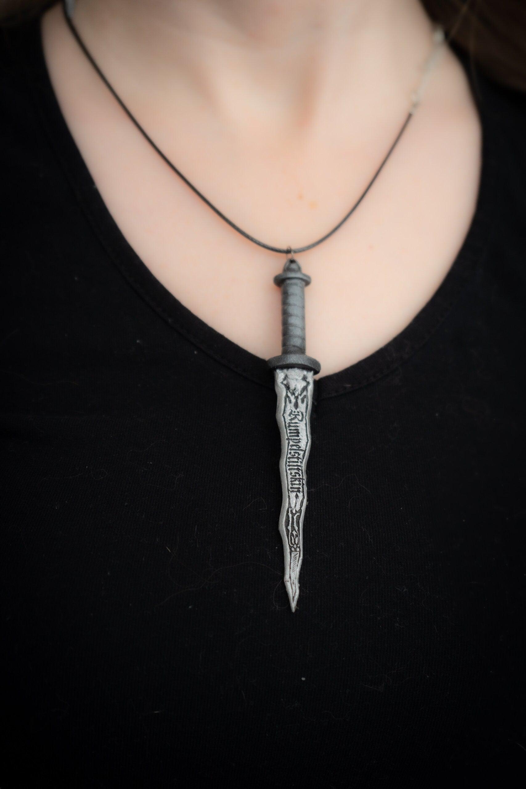 Personalized Dark One Dagger Earrings and Necklace | Custom Name Jewelry Set - 3DPrintProps