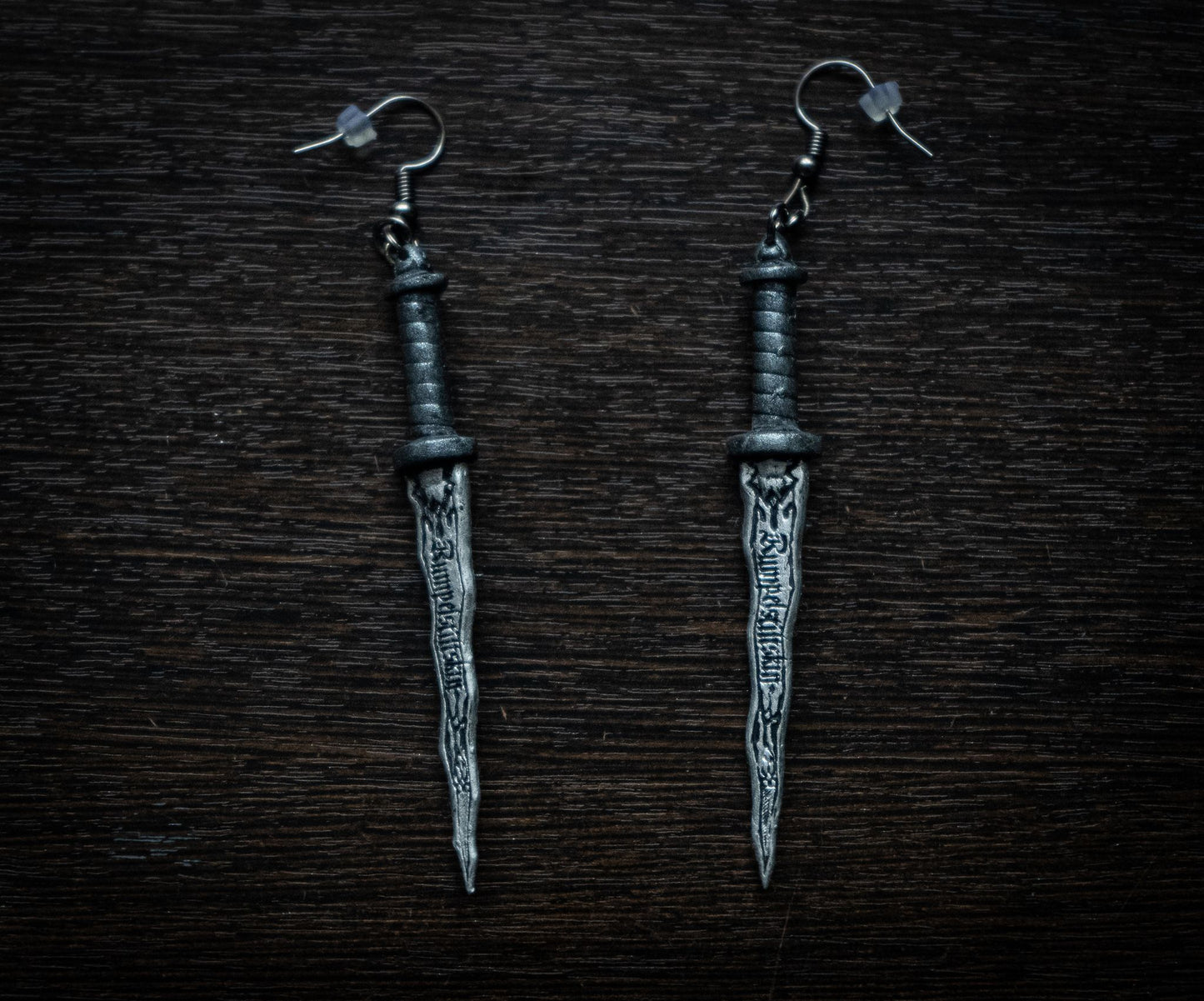 Personalized Dark One Dagger Earrings and Necklace | Custom Name Jewelry Set - 3DPrintProps