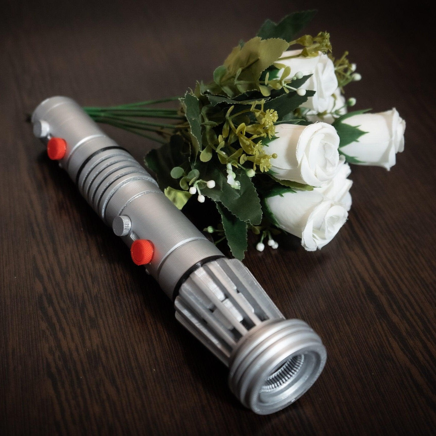 Star Wars Inspired Bridal Bouquet Holder | Wedding Bouquet Lightsaber Holder | Darth Maul Lightsaber Bouquet Holder | star wars wedding - 3DPrintProps