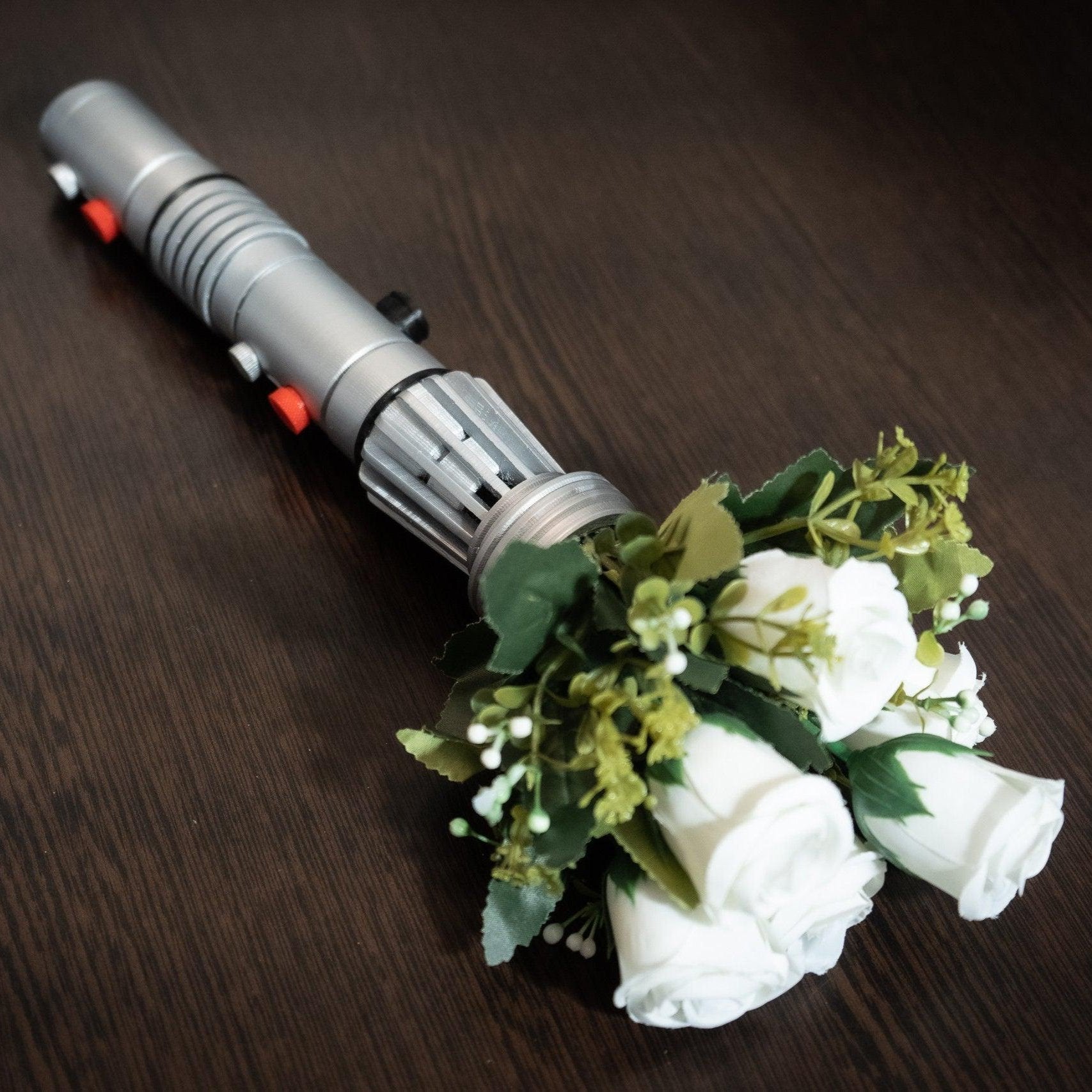 Star Wars Inspired Bridal Bouquet Holder | Wedding Bouquet Lightsaber Holder | Darth Maul Lightsaber Bouquet Holder | star wars wedding - 3DPrintProps