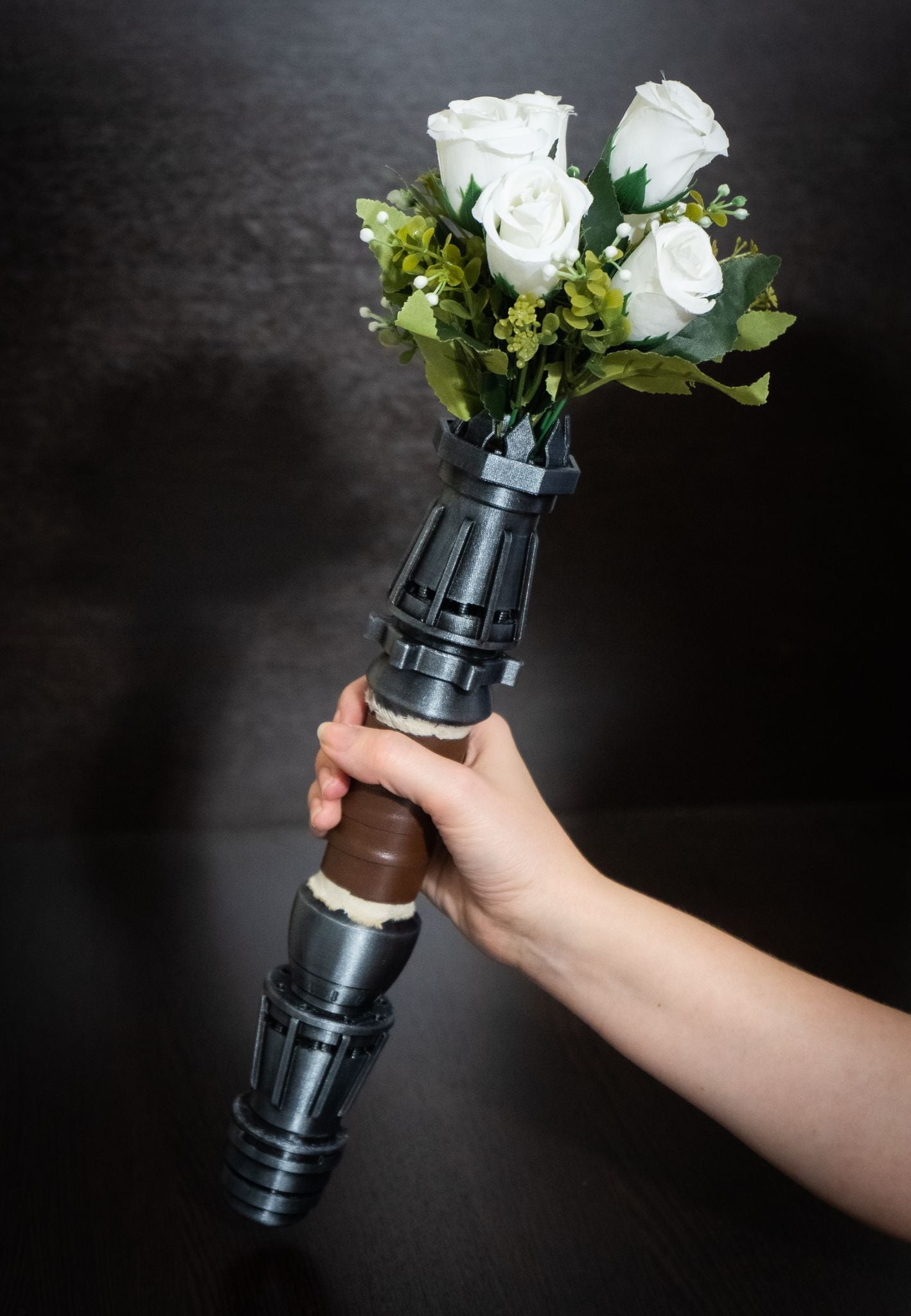 Star Wars Inspired Bridal Bouquet Holder | Wedding Bouquet Lightsaber Holder | Rey Lightsaber Bouquet Holder | star wars wedding - 3DPrintProps