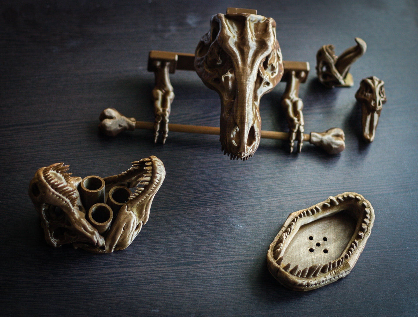 T-Rex Bathroom Accessory Set : Toilet Paper Holder , Soap Dish , Toothbrush Holder , 2 Towel Hooks , dinosaur bathroom set