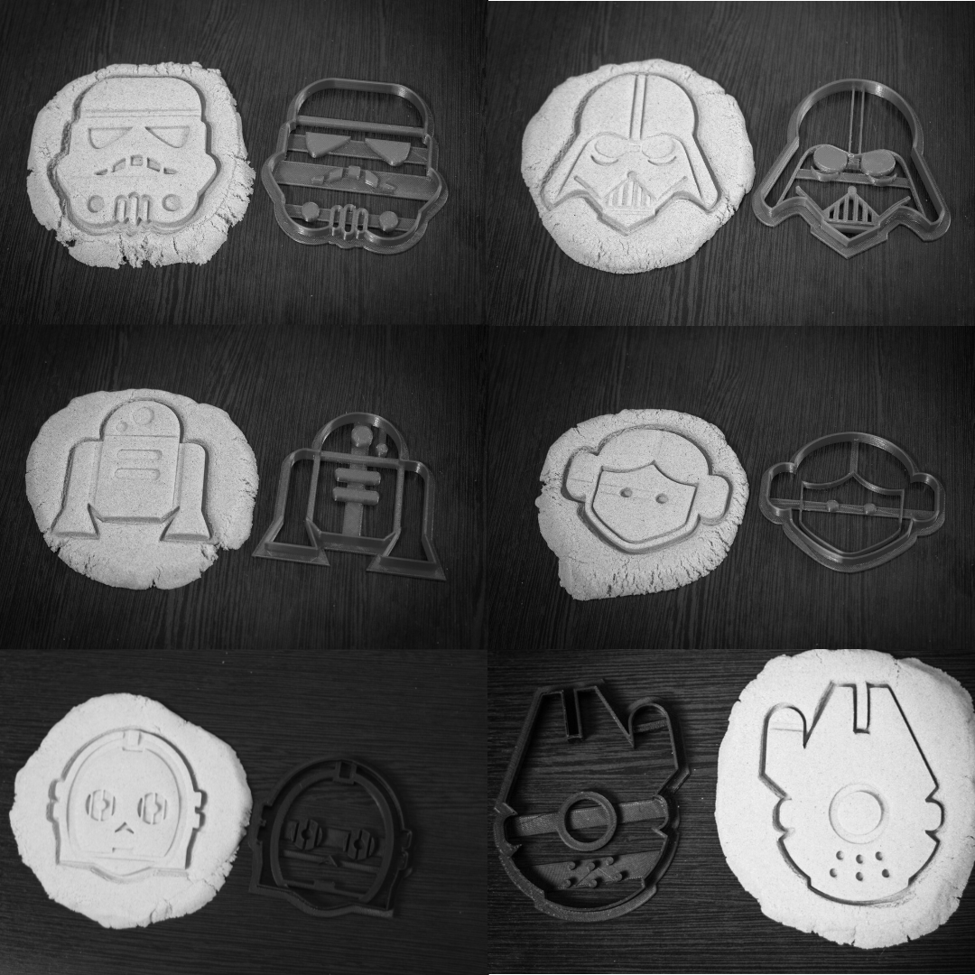 Star Wars Cookie Cutters set: Darth Vader, Princess Leia, Stormtrooper, R2D2 (R2-D2), C-3PO (See-Threepio), Millennium Falcon&nbsp;