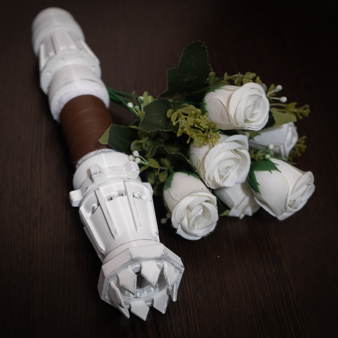 Star Wars Wedding white Rey Lightsaber Bouquet Holder  | star wars wedding