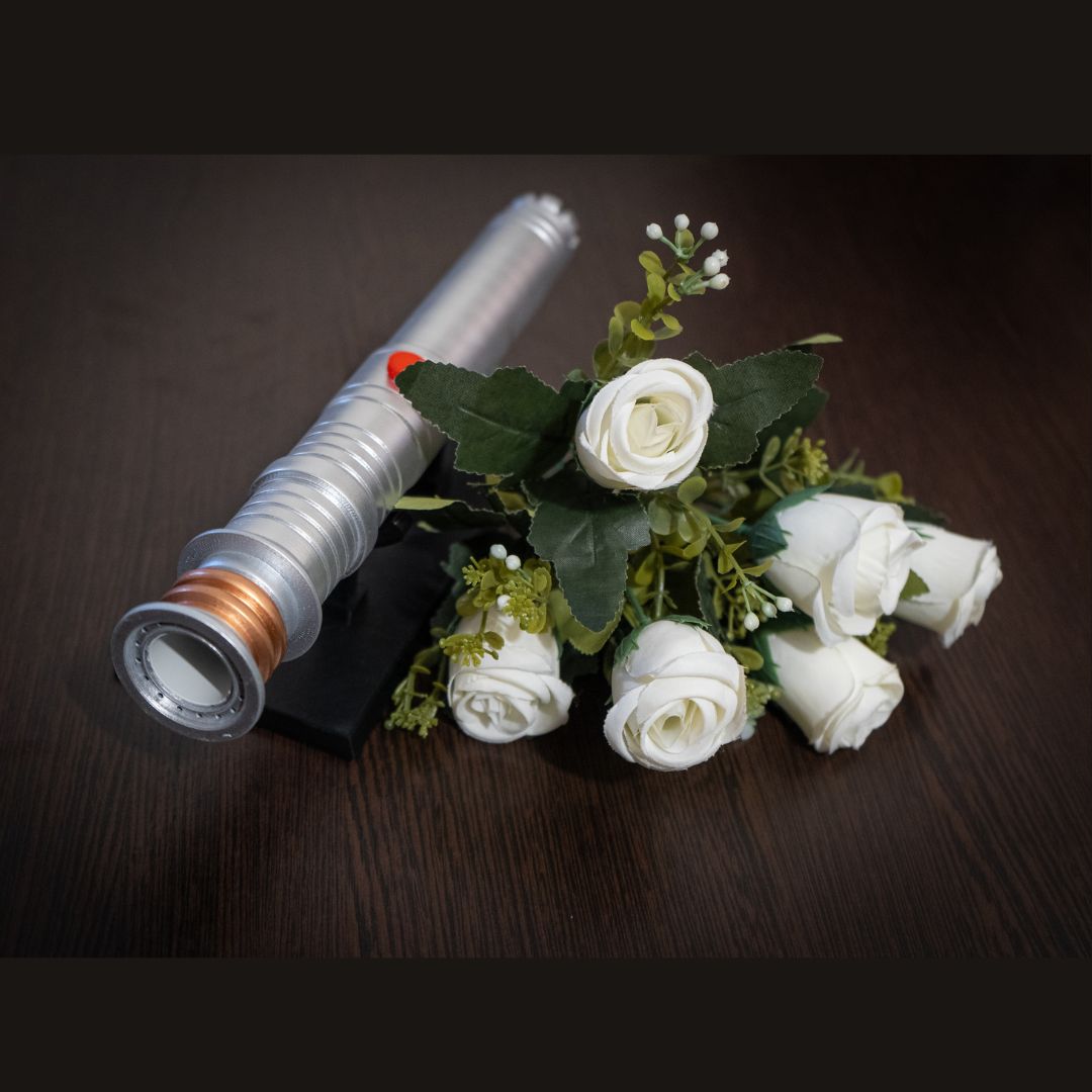 Star Wars wedding Bridal Bouquet Holder  |  lightsaber hilt bouquet Holder  |   bridesmaid bouquet geek wedding  Revan's Lightsaber