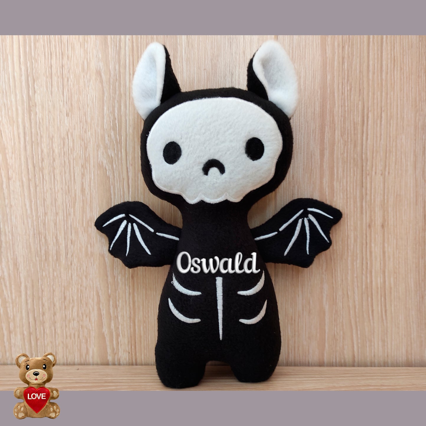 Personalised embroidery Plush Soft Toy Haloween Bat ,Super cute personalised soft plush toy, Personalised Gift, Unique Personalized Birthday Gifts , Custom Gifts For Children