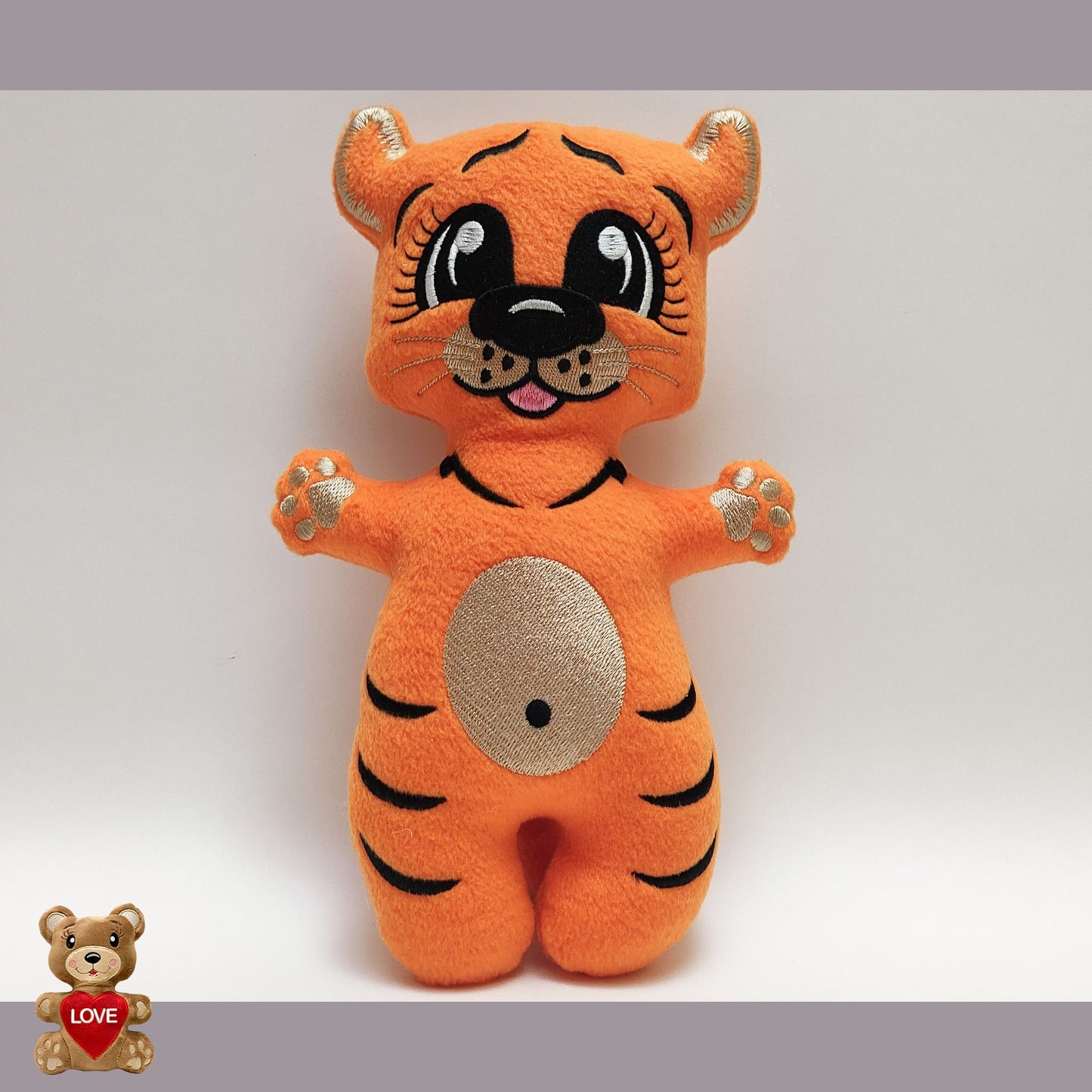 ITH Cute Tiger toy soft stuffed  in the Hoop 