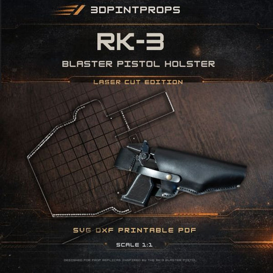 Admiral Thrawn RK-3 Blaster Pistol Holster Pattern PDF SVG DXF | Leather Template for Laser Cutting | A4 Printable Digital Download for Cosplay