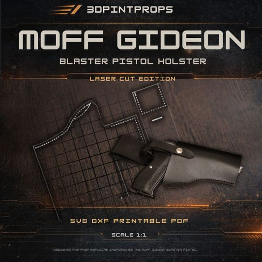 Moff Gideon Blaster Pistol Holster Pattern PDF SVG DXF | Leather Template for Laser Cutting | A4 Printable Digital Download for Cosplay (Copy)