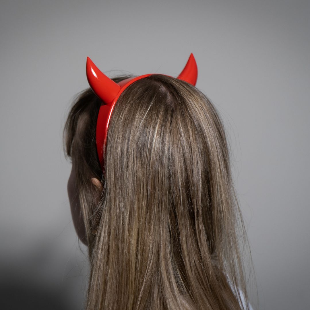 Red Devil Horns on Headband – 3D Printed, Acrylic Finish, Perfect for Halloween