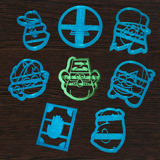 Gravity Falls Cookie Cutters : Bill Cipher, Mabel, Waddles, Wendy, Dipper, Book, Soos, Stanley