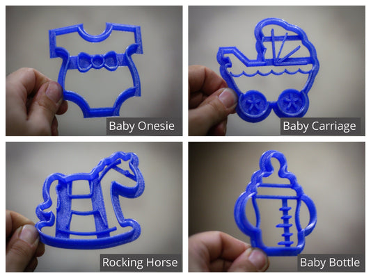 Baby Carriage, Baby Onesie, Baby Bottle, Rocking Horse Cookie Cutter | Baby Shower Guest Gifts | fondant cutter - 3DPrintProps