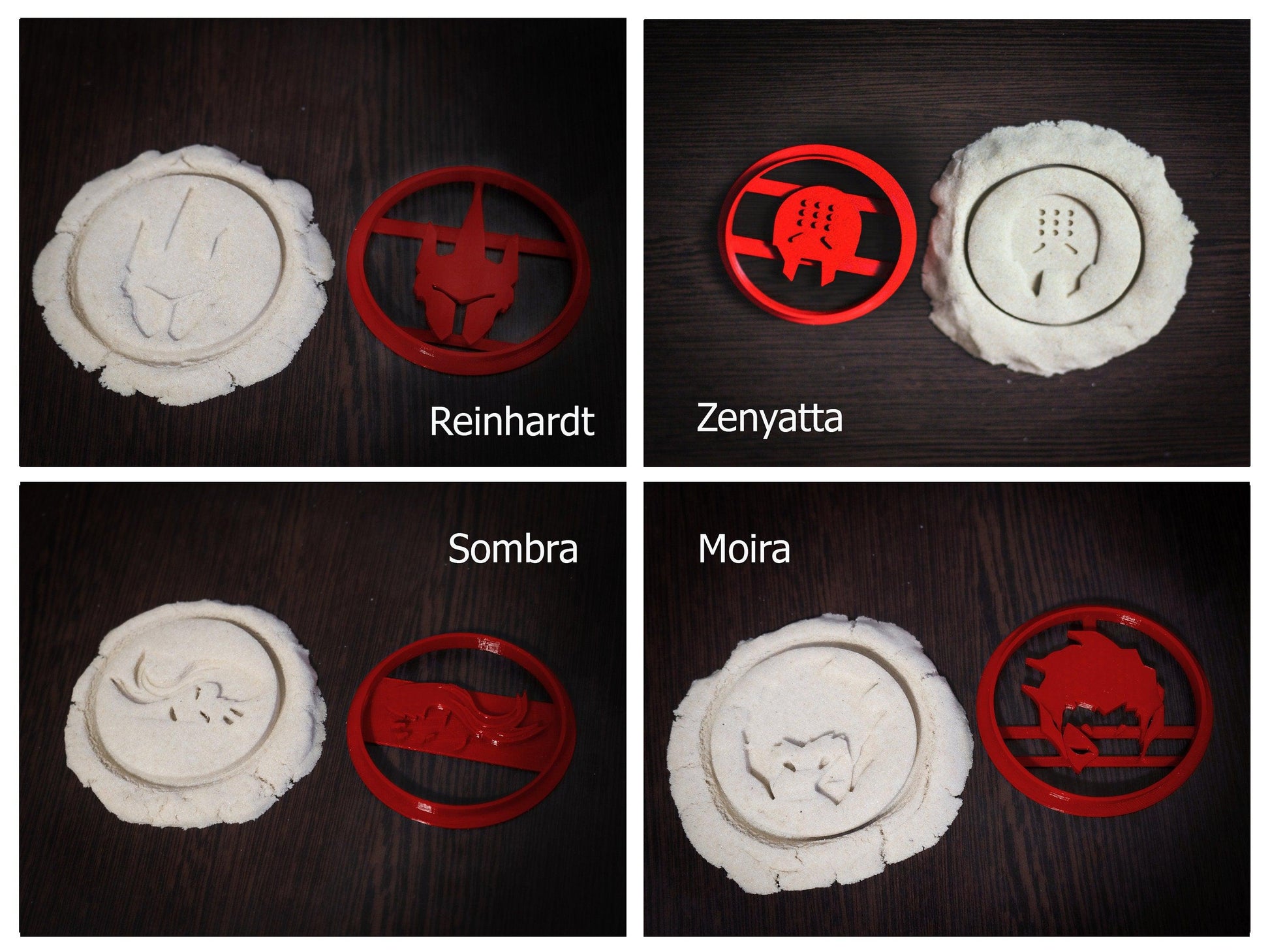 Cookie Cutter : Sombra, Reinhardt, Moira, Zenyatta | OW party | 3d cookie cutters | - 3DPrintProps