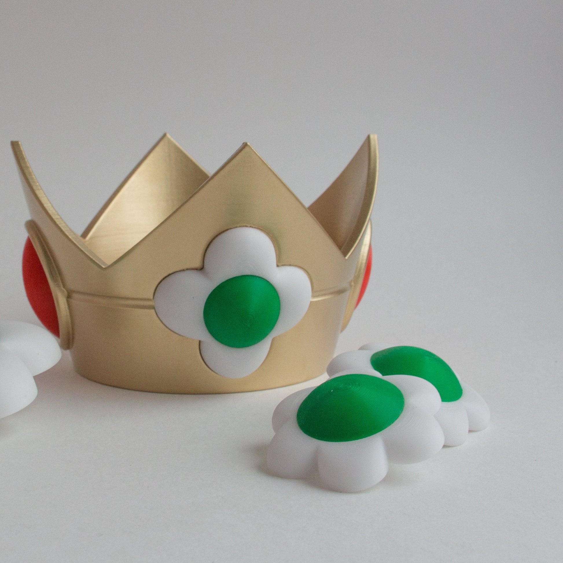 3DPrintProps Princess Daisy Accessories – Crown, Brooch, Earrings from Super Mario Bros Video Game Brooch + Earrings
