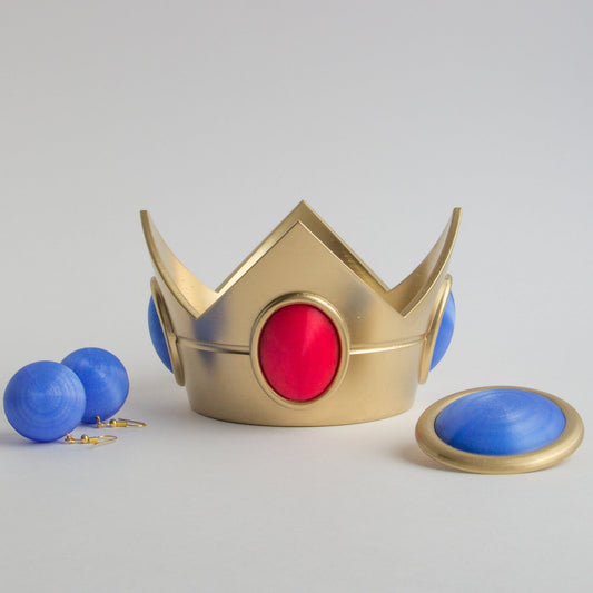Princess Peach Accessories – Crown, brooch, earrings from Super Mario Bros video game