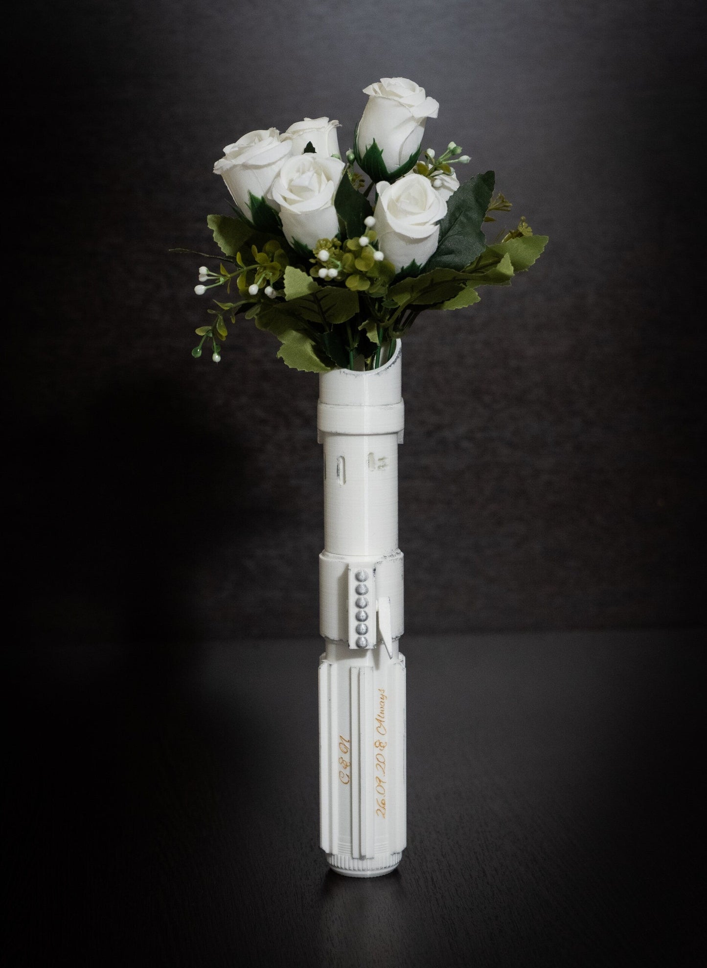 Star Wars Bridal Bouquet Holder | Pure White \ White Vintage \ Beige "antique" Wedding Bouquet Lightsaber Holder