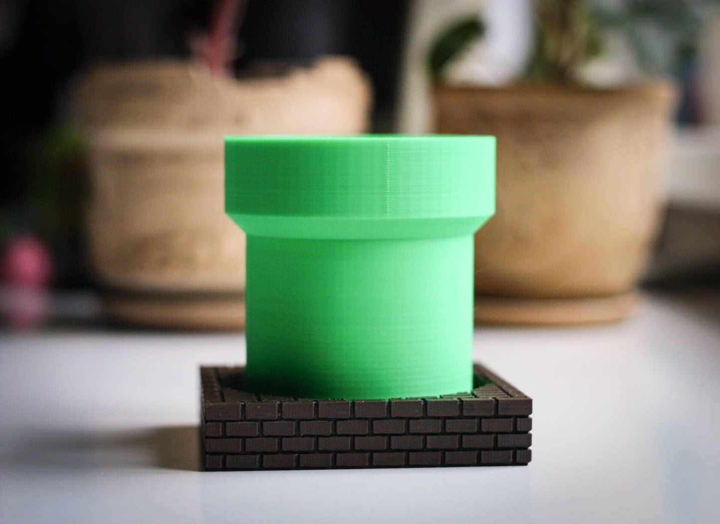 Super Mario Warp Tube Planter and Brick Tray | Plant Pot | Planteur  | Pot Planter | Planter Pot | cactus planter - 3DPrintProps