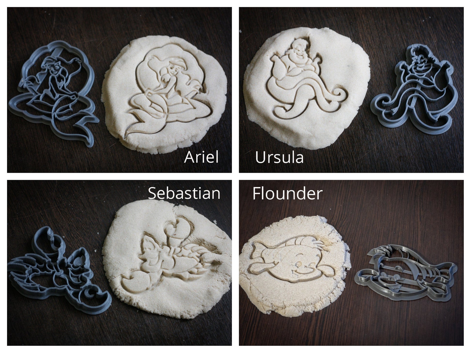 Ursula Ariel Flounder Sebastian  Cookie Cutter - Little Mermaid birthday party - 3DPrintProps